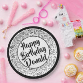 105e Partij Willekeurige Nummer Patroon Zwart/Wit Papieren Bordje (Feest)