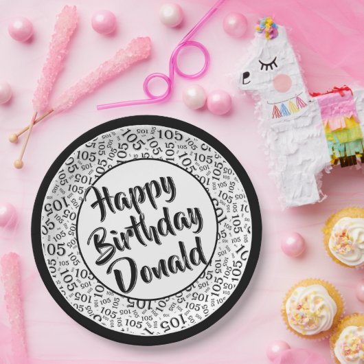 105e Partij Willekeurige Nummer Patroon Zwart/Wit Papieren Bordje (Feest)