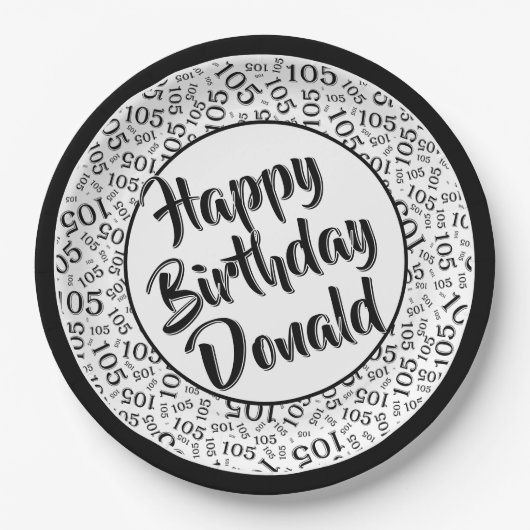 105e Partij Willekeurige Nummer Patroon Zwart/Wit Papieren Bordje (Voorkant)