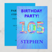 105e uitnodiging van de Birthday Party in letters (Voorkant / Achterkant)
