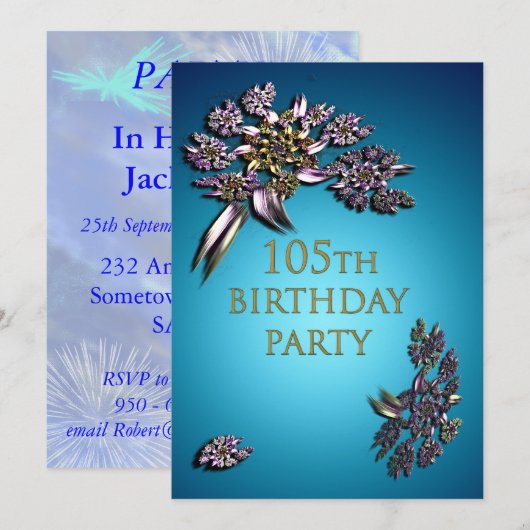 105e uitnodiging van de partij van Birthday (Voorkant / Achterkant)