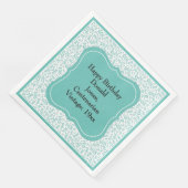 105e Verjaardag Blauwgroen/Witte Beugel Getal Patr Servet (Hoek)