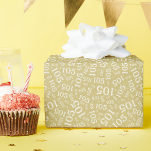 105e verjaardag Goud/Wit Willekeurig nummerpatroon Cadeaupapier