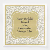 105e Verjaardag Goud/Witte Beugel Getal Patroon Servet (Voorkant)