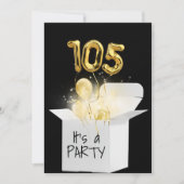 105e verjaardag gouden ballonnen in witte doos kaart (Voorkant)