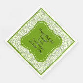 105e Verjaardag Groen/Wit Beugel Nummer Patroon Servet (Hoek)