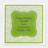 105e Verjaardag Groen/Wit Beugel Nummer Patroon Servet (Voorkant)