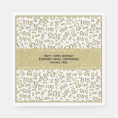 105e Verjaardag Modern Getal Patroon Goud/Wit Servet (Voorkant)