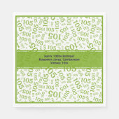 105e Verjaardag Modern Getal Patroon Groen/Wit Servet (Voorkant)