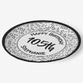 105e Verjaardag Modern Getal Patroon Zwart/Wit Papieren Bordje (Gekanteld)