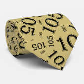105e verjaardag Random Number Pattern Black/Gold Stropdas (Opgerold)