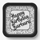 105e verjaardag Random Number Pattern Black/White Papieren Bordje (Voorkant)