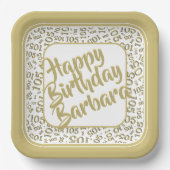 105e verjaardag Random Number Pattern Gold/White Papieren Bordje (Voorkant)