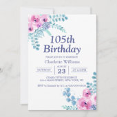 105e verjaardag Roze bloemen 105 jaar Kaart (Voorkant)