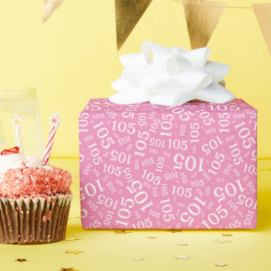 105e verjaardag Roze/Wit Willekeurig nummerpatroon Cadeaupapier