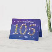 105e verjaardag - Star Numbers - blauw - leeftijd  Kaart (Voorkant)