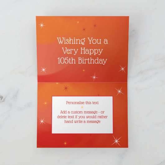 105e verjaardag - Star Numbers - Rood - 105 jaar Kaart (Binnen)