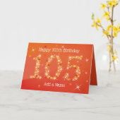 105e verjaardag - Star Numbers - Rood - 105 jaar Kaart (Gele Bloem)