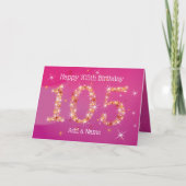 105e verjaardag - Star Numbers - Roze - 105 jaar Kaart (Voorkant)