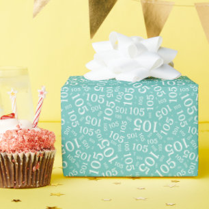 105e verjaardag turquoise/wit willekeurig nummerpa cadeaupapier