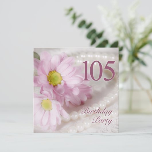 105e verjaardag uitnodiging met madeliefjes (Staand voorkant)