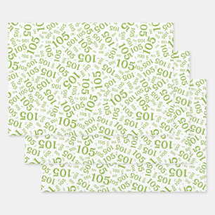105e verjaardag Willekeurig cijferpatroon Groen/Wi Inpakpapier Vel