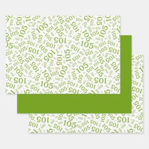 105e verjaardag Willekeurig cijferpatroon Groen/Wi Inpakpapier Vel