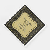 105e Verjaardag Zwart/Goud Beugel Getal Patroon Servet (Hoek)