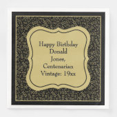 105e Verjaardag Zwart/Goud Beugel Getal Patroon Servet (Voorkant)