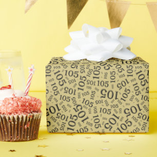 105e verjaardag Zwart/Goud Willekeurig cijferpatro Cadeaupapier