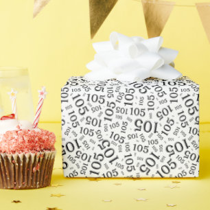 105e verjaardag Zwart/Wit Willekeurig Nummerpatroo Cadeaupapier