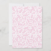 105e Verjaardagsfeest Roze/Wit Nummer Patroon Kaart (Achterkant)