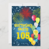 105e verjaardagsfeestje Uitnodiging met ballonnen (Voorkant)