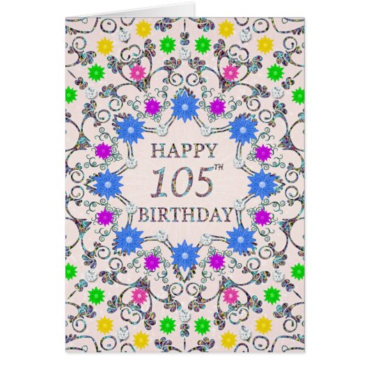 105th Birthday Abstract Flowers (Voorkant)