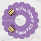 105th Birthday Cake met Candles chocolade ijsjes Wijnglaslabel (Voorkant)