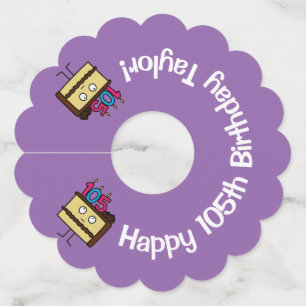 105th Birthday Cake met Candles chocolade ijsjes Wijnglaslabel