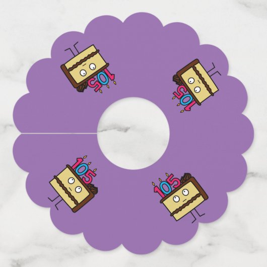 105th Birthday Cake met Candles chocolade ijsjes Wijnglaslabel (Achterkant)