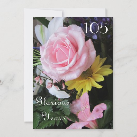 105th Birthday Celebration!-Roze Rose Bouquet Kaart (Voorkant)