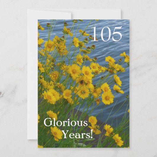 105th Birthday Celebration/Yellow Floral+Water Kaart (Voorkant)