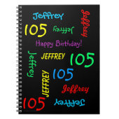 105th Birthday Party Guest Book, Name Black Spiral Notitieboek (Voorkant)
