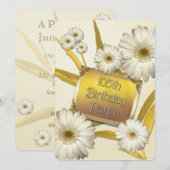 105th Birthday Party Invitation with daisies Kaart (Voorkant / Achterkant)