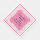 105th Birthday PNK/White Bracket Number Pattern Servet (Hoek)