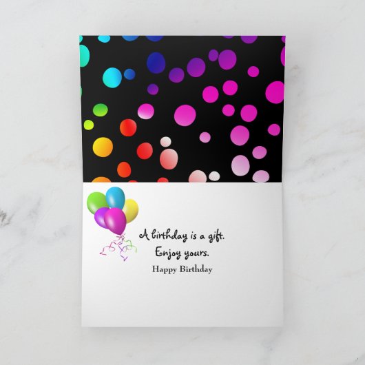 105th Birthday Rainbow-Stippen op zwart Kaart (Binnen)