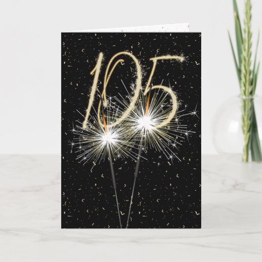 105th Birthday Sparkler op zwart Kaart (Voorkant)