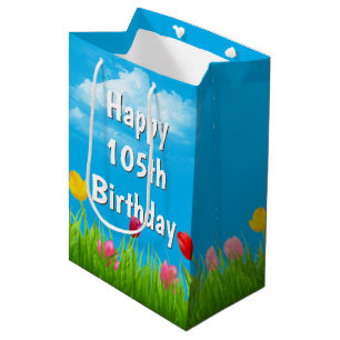 105th Birthday Tulips Medium Gift Bag Cadeauzakje