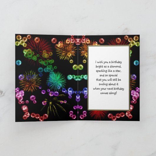 105th Birthday with rainbow bubbles and fireworks Kaart (Binnen)