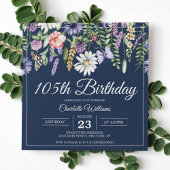 105th Verjaardag Wildbloemen Marine Elegant 105 ja Kaart