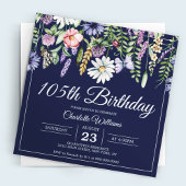 105th Verjaardag Wildbloemen Marine Elegant 105 ja Kaart