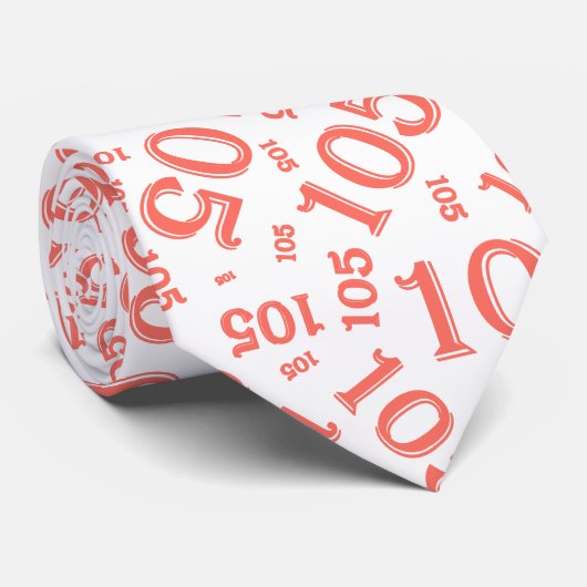 105th verjaardag Willekeurig Nummer Patroon Koraal Stropdas (Opgerold)
