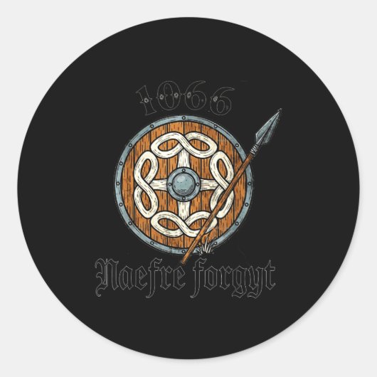 1066 Naefre Forgyt Nooit Vergeten Viking Engeland  Ronde Sticker (Voorkant)